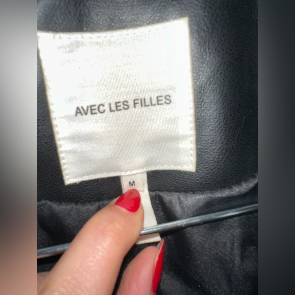 Avec Les Filles faux leather black moto jacket with silver hardware size Medium - Picture 3 of 7